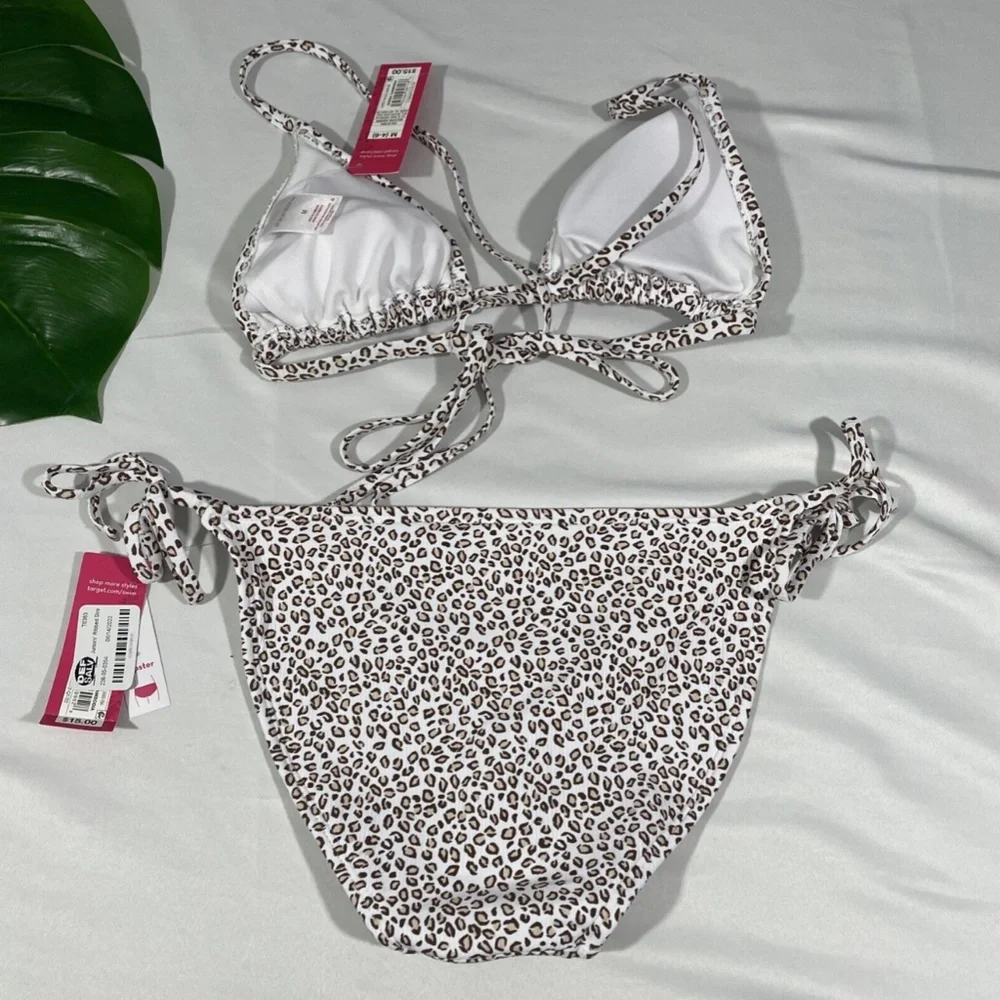 NWT Xhilaration Leopard Ribbed Top [ M‎ ] + String Bikini Bottom [ S ]
